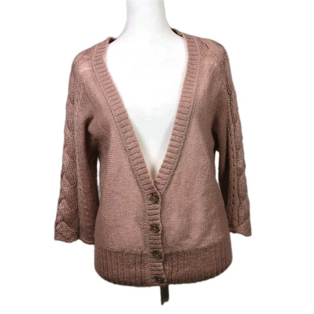 Banana Republic Mad Men Mauve Cardigan Womens Medium Wool Mohair Blend